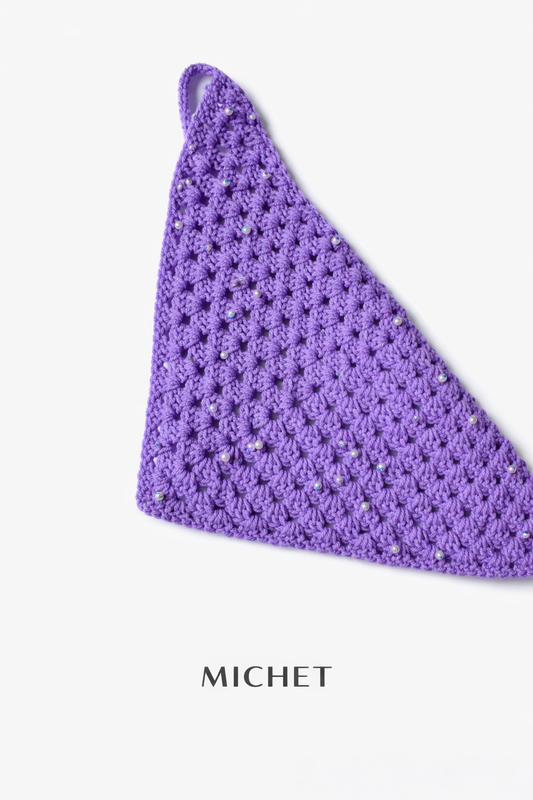 MICHET Lavender Pearl Crochet Bandana