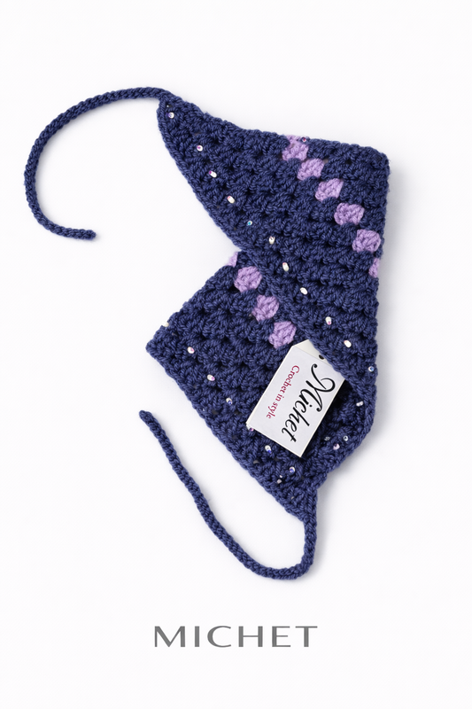 Indigo Bloom Crochet Bandana
