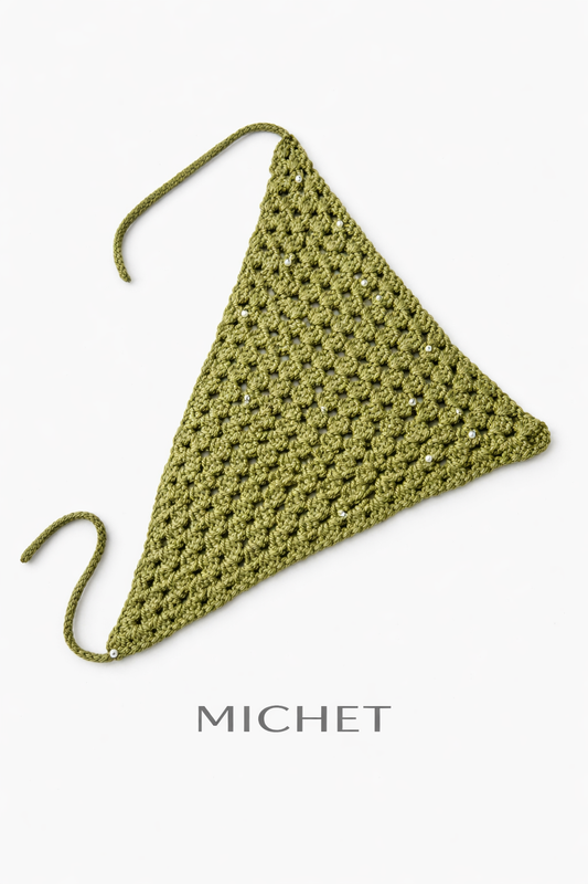 MICHET Olive Pearl Crochet Bandana