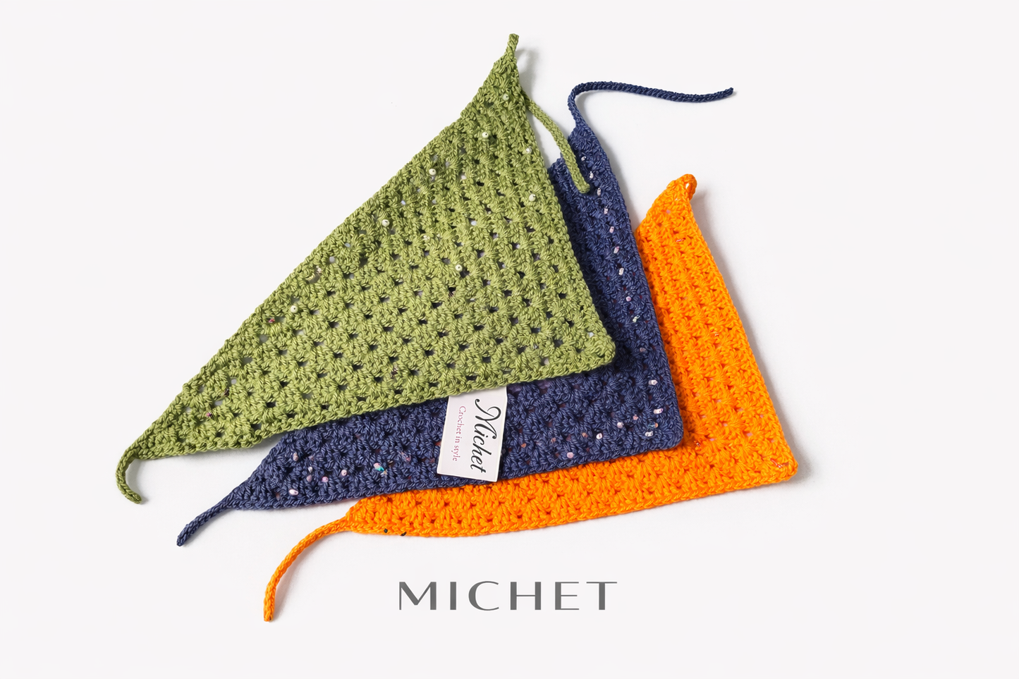 MICHET Olive Pearl Crochet Bandana