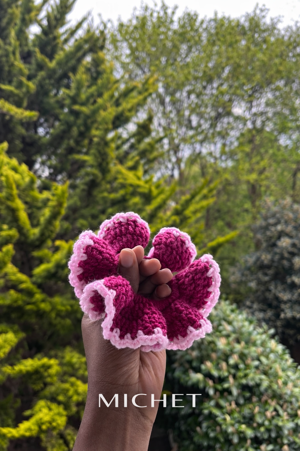 MICHET Blossom Crochet Scrunchie Set (3-Piece)